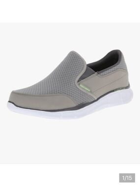 👟 MEN'S SIZE 9.5W GREY & WHITE SKECHERS EQULIZER-PERSISTANT LOAFER SHOE - EUC👟